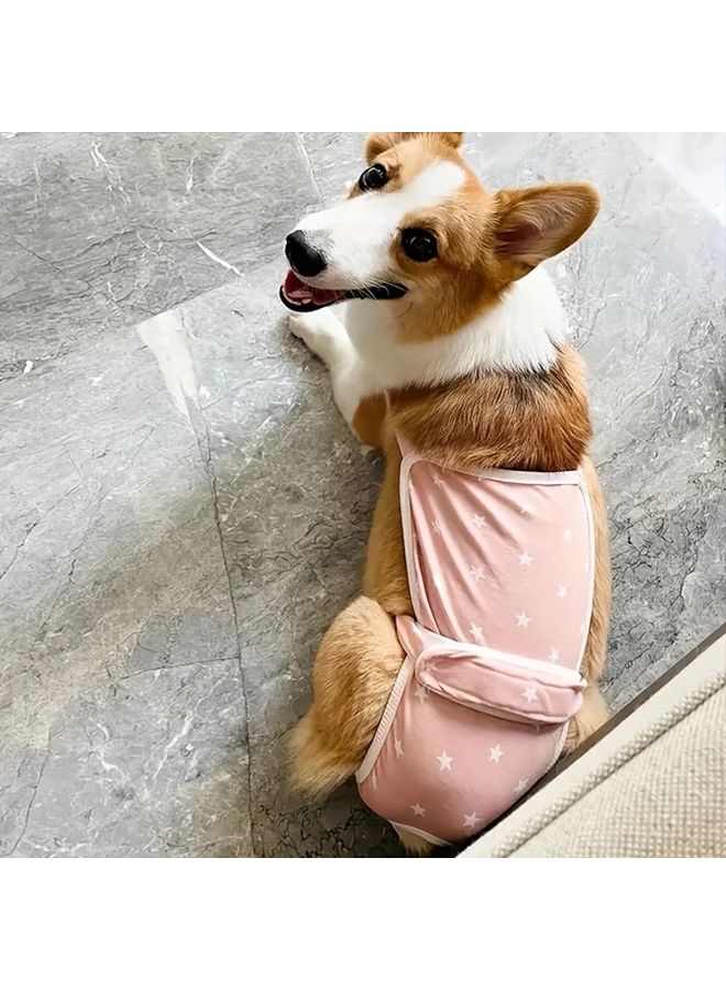 Pink Dog Diaper for Large Breeds Adjustable Washable Star Pattern Pet Hygiene Pants - Image 1